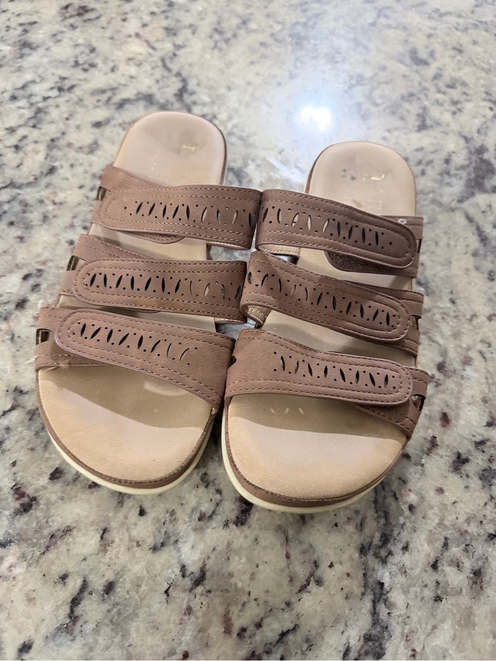 Comfort Slide Sandals in Taupe for Women